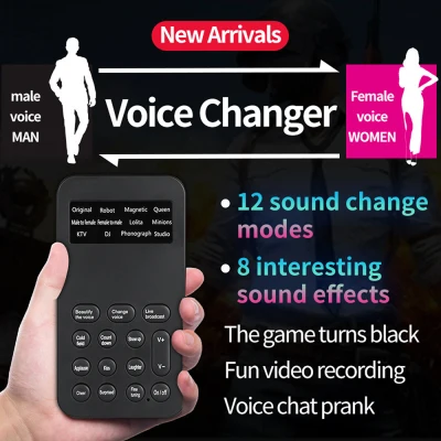 AMIOO New Voice Changer Microphone Mini Sound Card 12 Sound Change Modes Audio Card For Phone Computer PC Game Singing Recording Machine