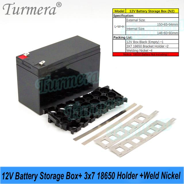 Turmera 12V Battery Box 3X7 18650 Holder with Welding Nickel for 7Ah to