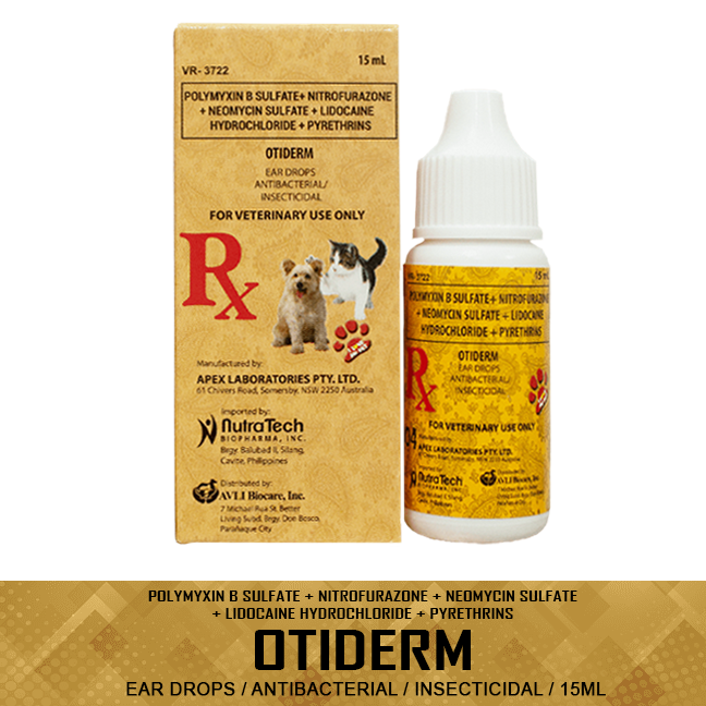 Otiderm Ear Drops Antibacterial and Insecticidal For Dogs and Cats 15mL