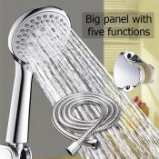 Stainless Steel Shower Head Set with Adjustable Hose - 