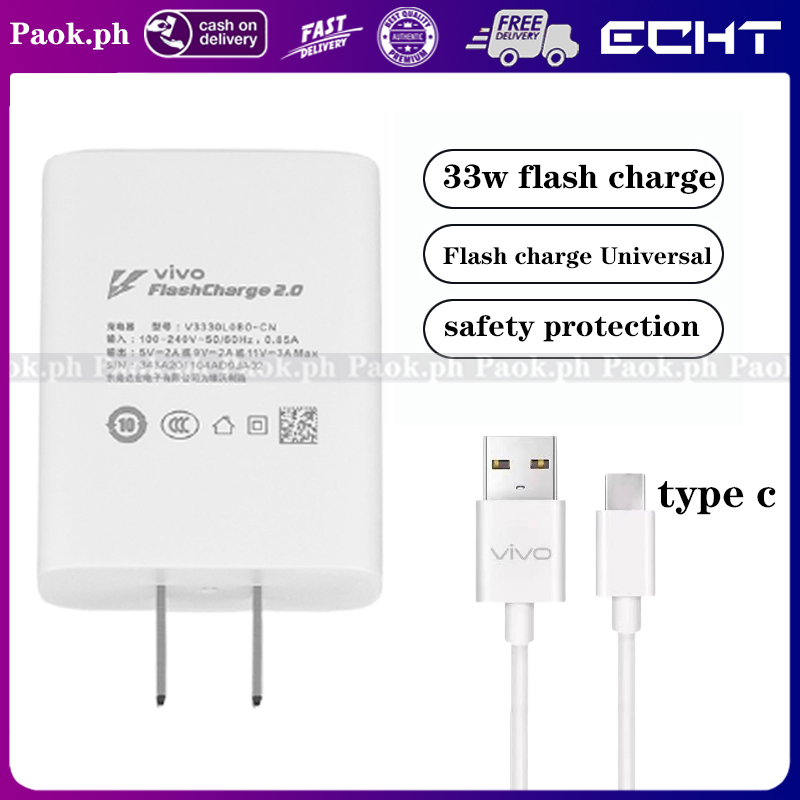Fast Charging Vivo V20 Charger Type C Vivo Set 44W Charger