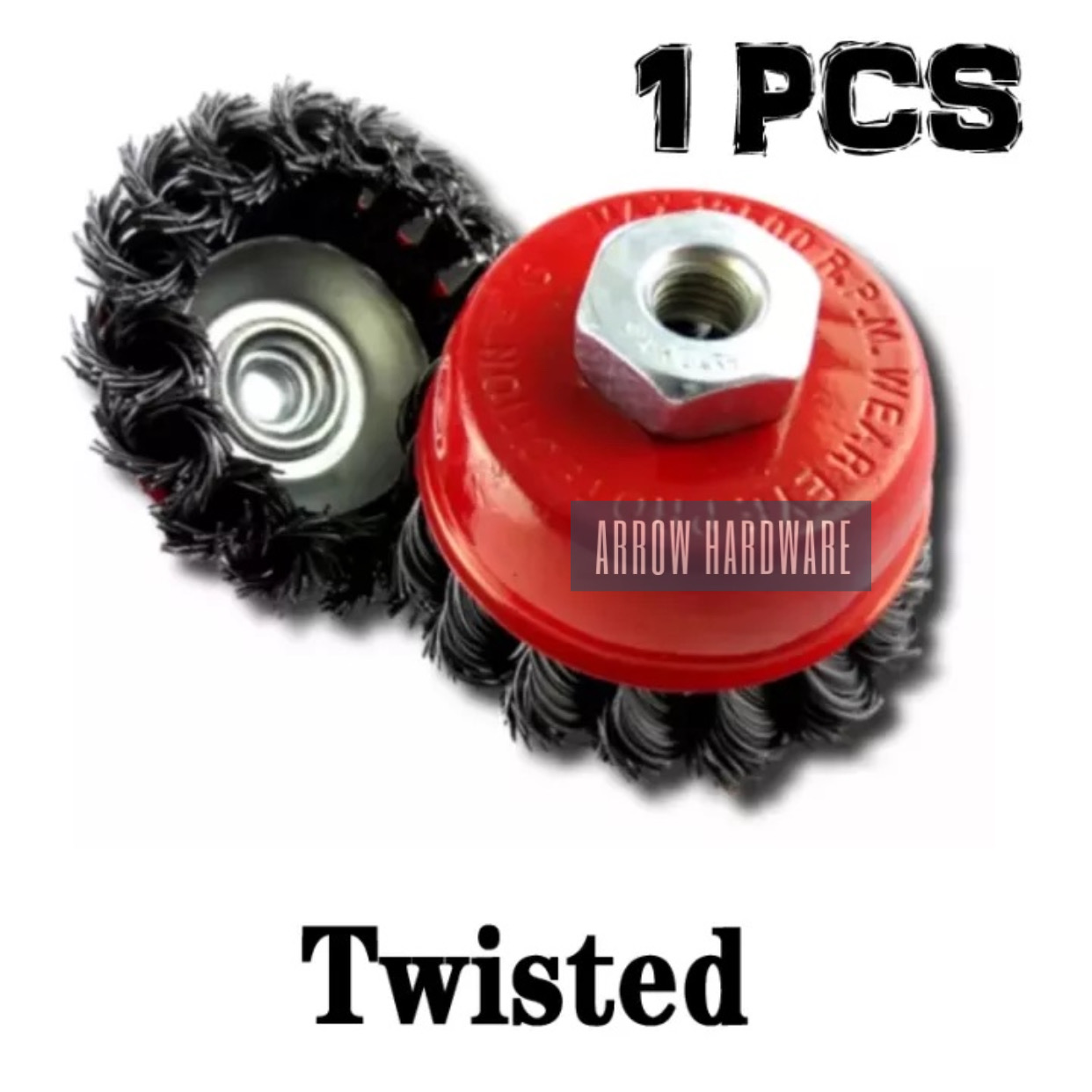 3” Wire Wheel Brush,Twisted Knotted Cup Brush for Grinders,Rust Removal