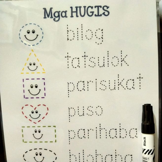 Preschooler/Kindergarten Shape Tracing Tagalog Laminated Educational