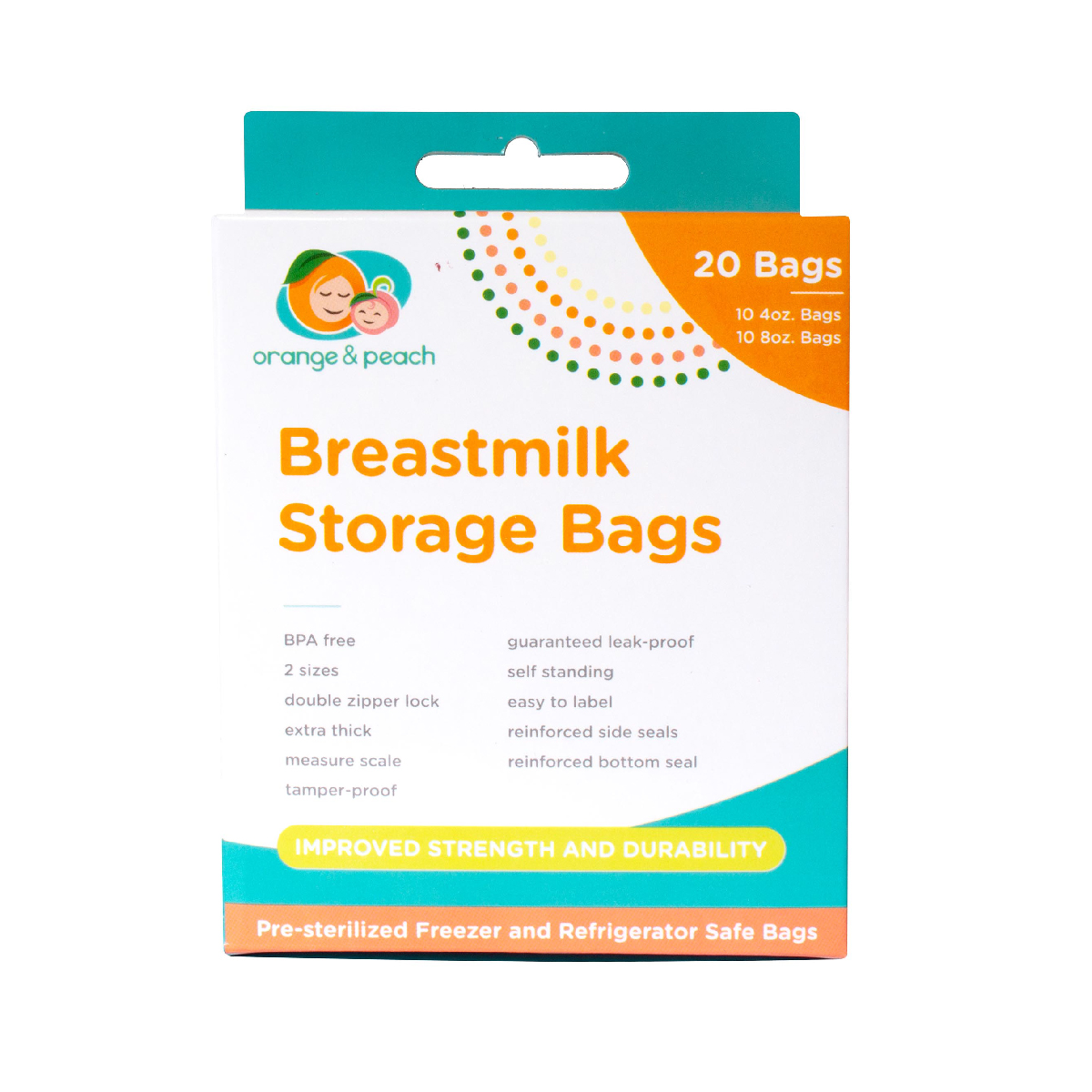 Orange and Peach Breastmilk Storage Bags Combi Baby Milk Bag Disposable