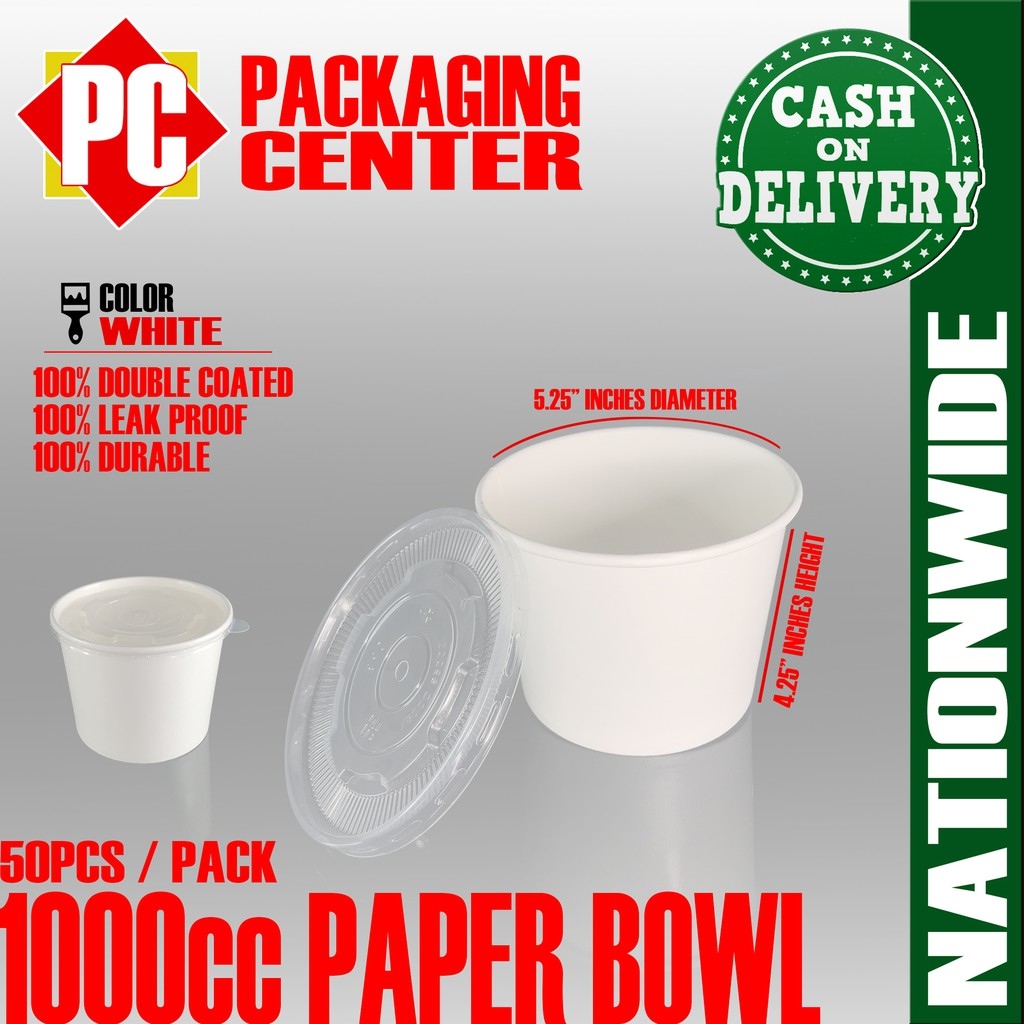 1000cc Paper Bowl With Lids Set by 50pcs per box Lazada PH