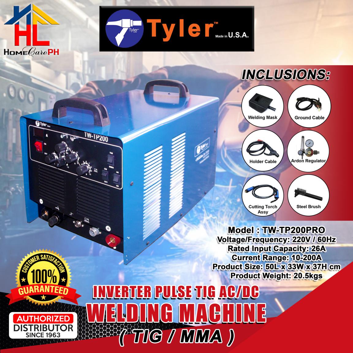 Tyler Machine Motor Tyler TW-TP200PRO Inverter Pulse AC/DC Professional Series Welding ...