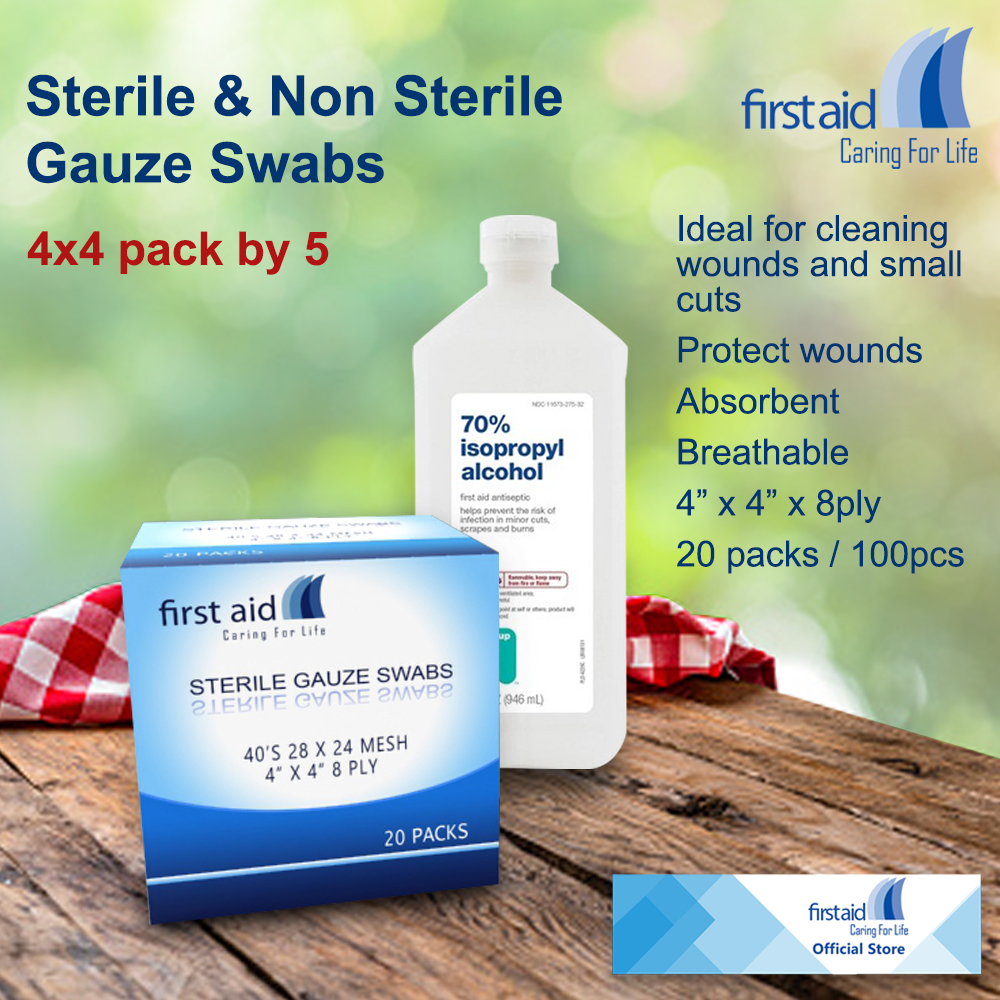 First Aid Sterile Gauze Pads 100pcs 4x4 8Ply (pack by 5) Lazada PH