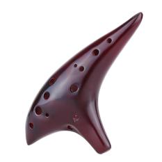 12 Holes Ceramic Ocarina Flute Alto C Smoked Burn Submarine Style Musical Instrument with Music Score for Music Lover and Beginner