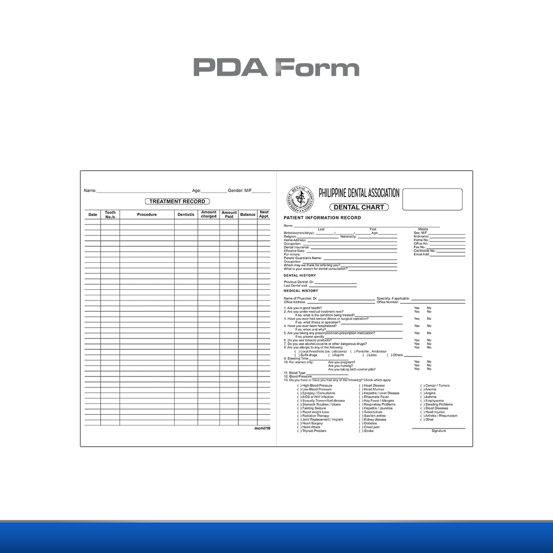 PDA Dental Chart High Quality Print 50pcs. Lazada PH