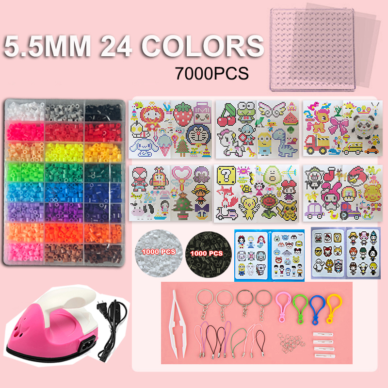 Ready Stock】DIY Perler Fuse Beads Kit 1800/7000/140000 PCS 5.5mm or 2.6mm  Craft Bead Set Creative Educational DIY Toy With Iron and Accessories Gift  for Kids Adults Children