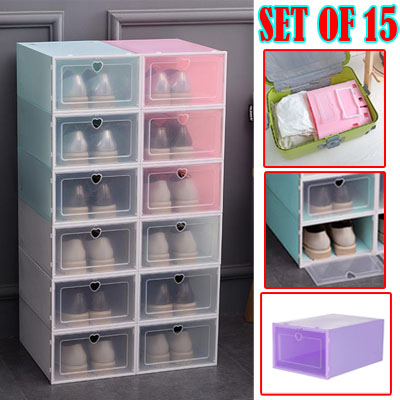 Set of 15 drawer case plastic shoe box 