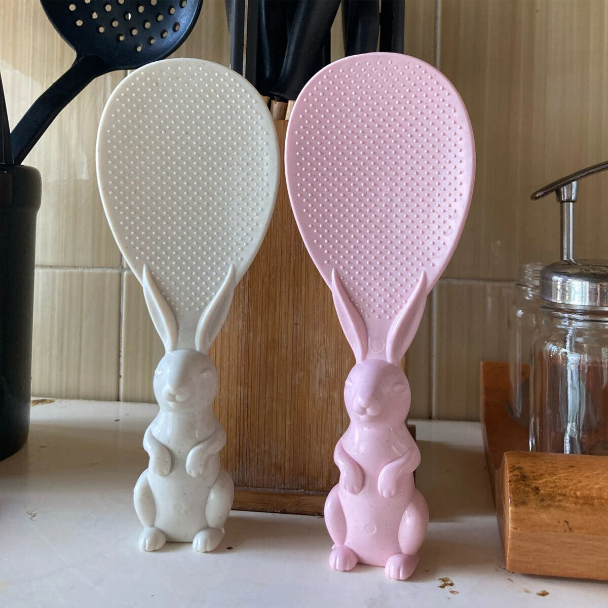 Cute Cooking Tools Rabbit Shaped Wheat Straw Rice Shovel Kitchen Accessories  Rice Cooker Supplies Non-stick