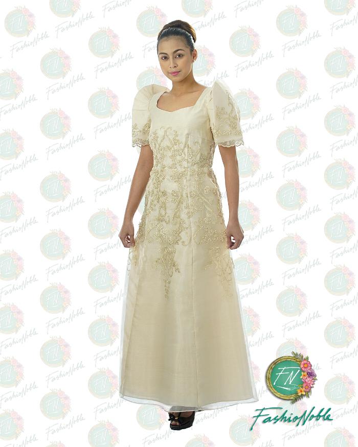 FILIPINIANA DRESS Embroidered Mestiza Gown Filipino Barong Filipiniana ...