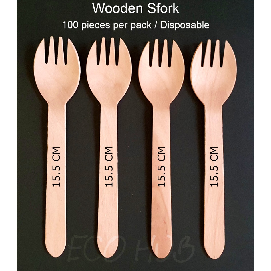 [100 pcs per pack] Disposable Wooden Sfork / Spork Lazada PH
