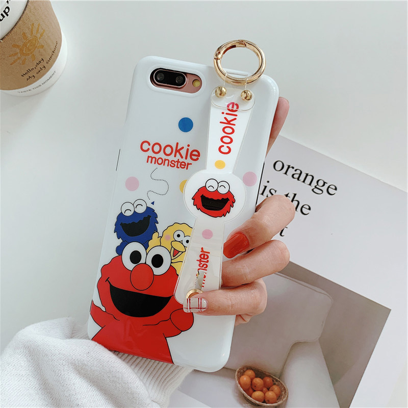 White Cookie Ultra Lover Phone Case With Wrist Band For Vivo Y11 Y12 Y15 Y17 Realme 3 Pro 5 5i C3 6i,OPPO A3S A12E A5S A12 A5 A9 2020 Funny Anti-knock Anti-fall Shockproof Soft Imd With Stand Holder Phone Back Cover