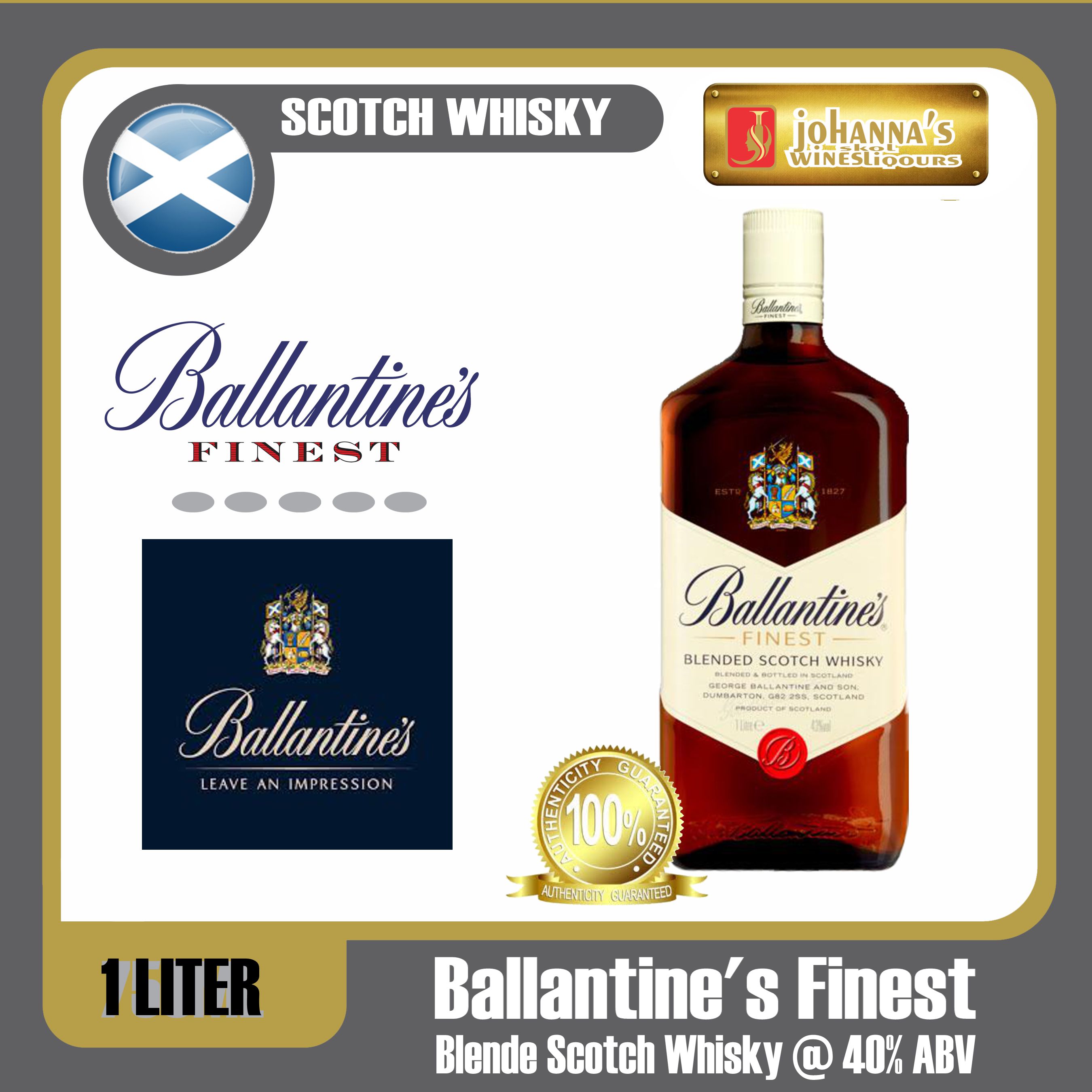 Ballantine's Finest Blended Scotch Whisky 700mL / 1 Liter/3 Liters