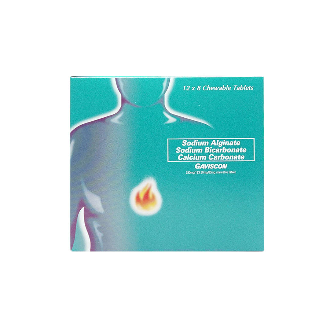 Gaviscon Sodium Alginate+Bicarbonate Calcium Carbonate Chewable Tablet ...