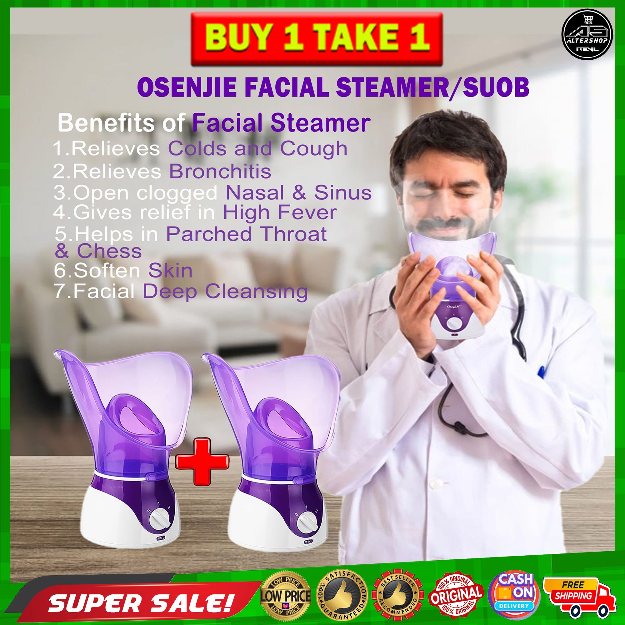 ORIGINAL BUY 1 TAKE 1 FACIAL STEAMER SPA SINUS STEAM THERAPY HOT STEAM