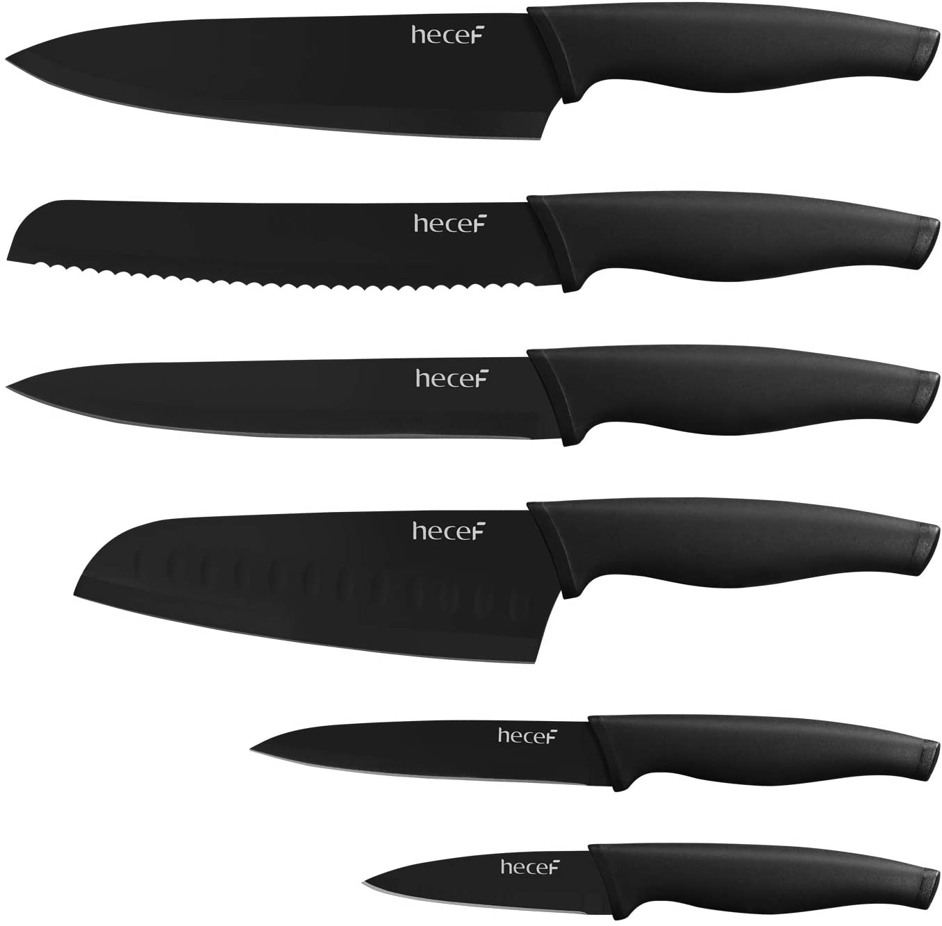 Hecef Steak Knives Set of 8, Serrated Sharp Blade Black Oxide