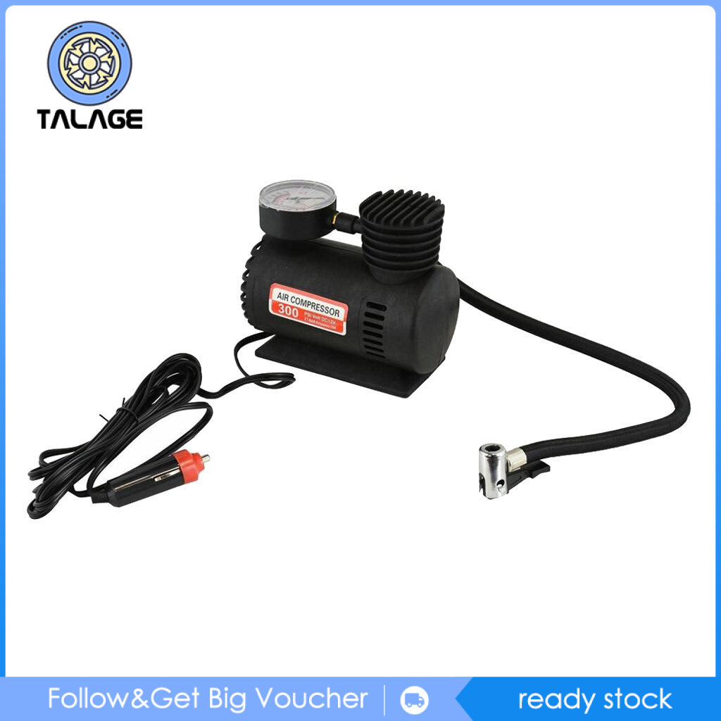 Talage 12V Portable Electric Mini Air Compressor 300 PSI Car Bike Tyre