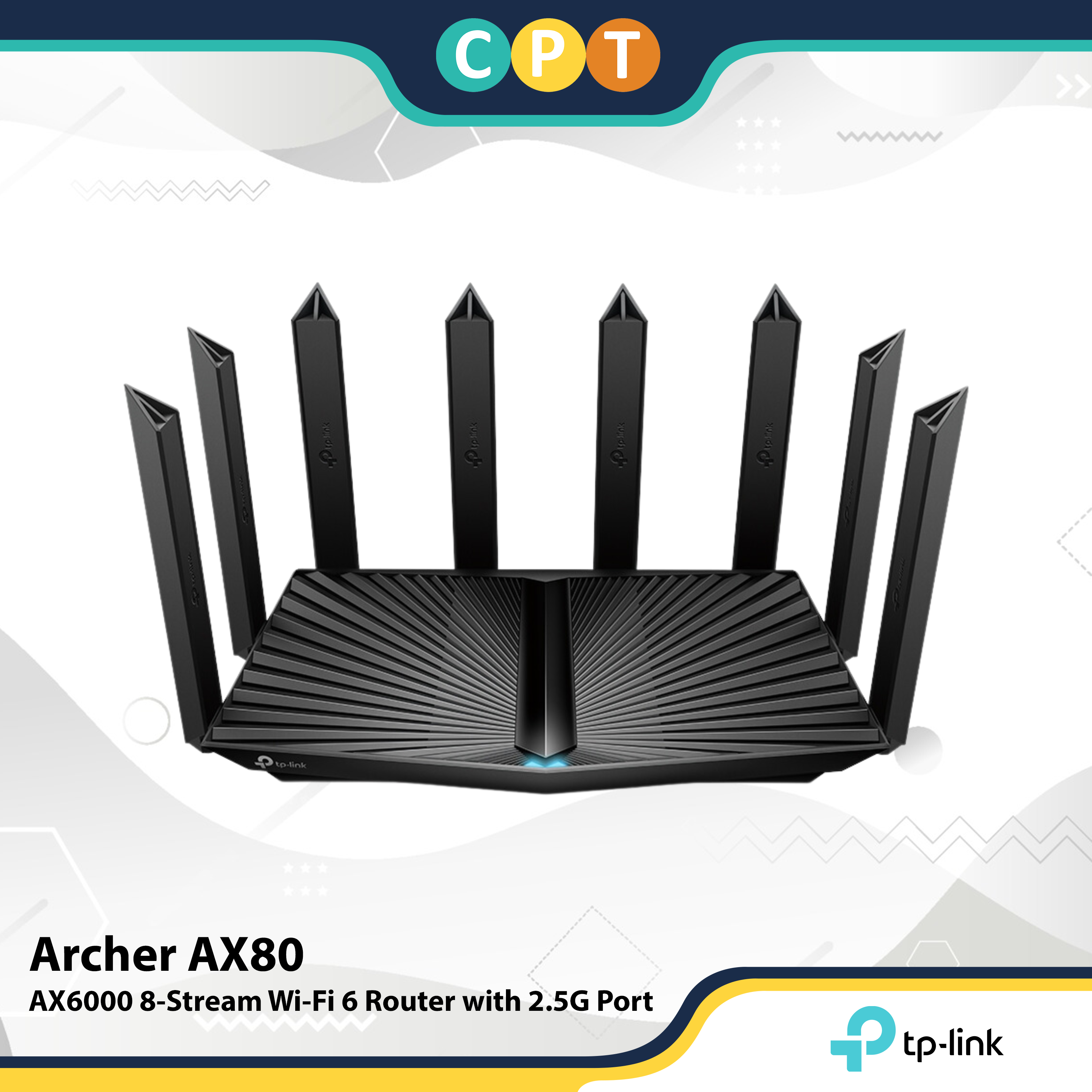 TP-Link Archer AX80 AX6000 8-Stream Wi-Fi 6 Router with 2.5G Port