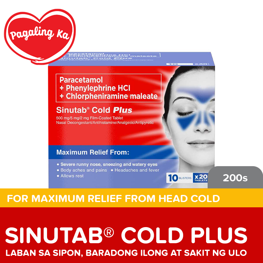 Sinutab Cold PlusTablets 200s Paracetamol for fever, Colds Lazada PH