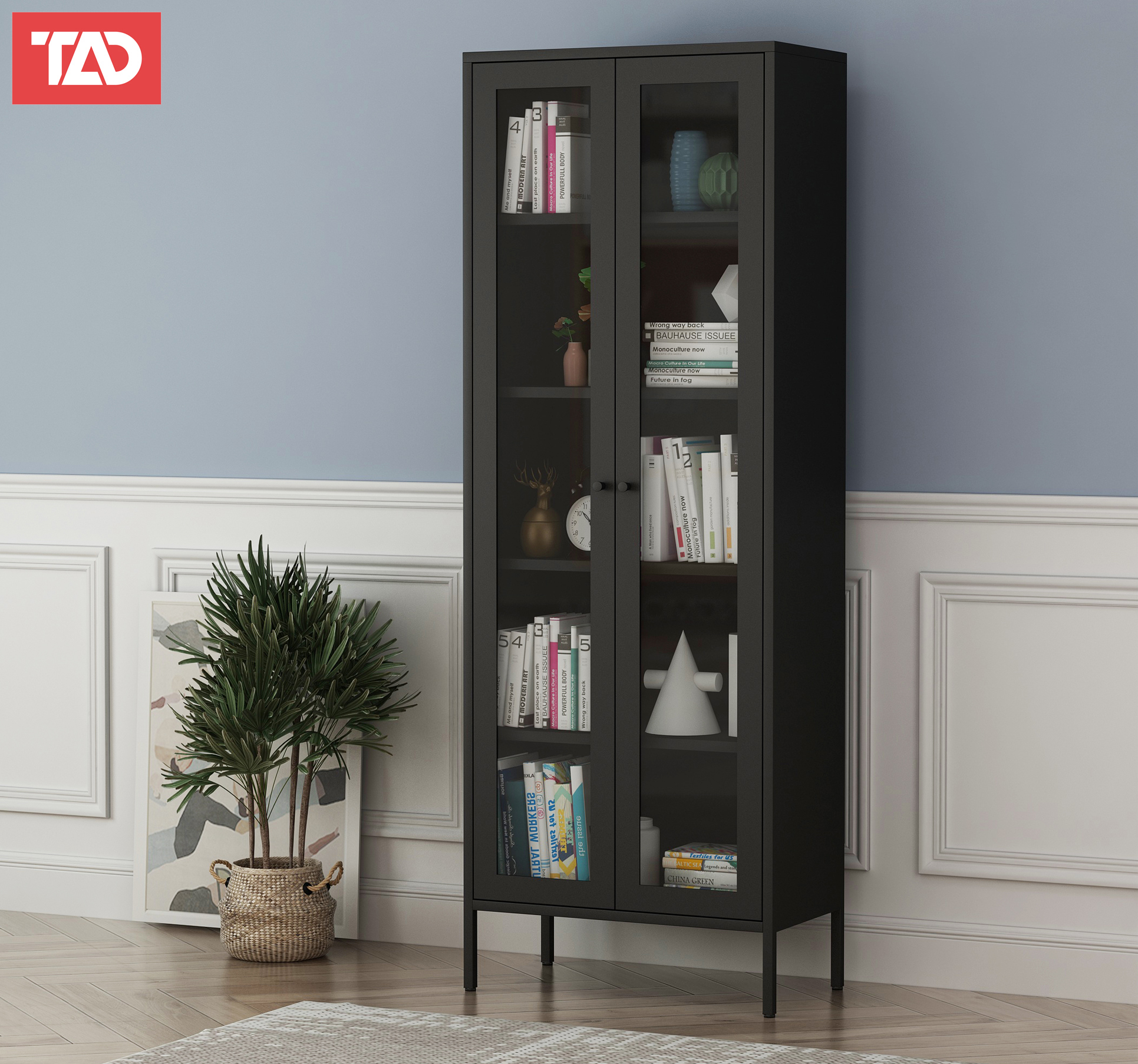 TAD HC-2HD 2 Door Display Cabinet with Tempered Glass Door, Metal Rack ...