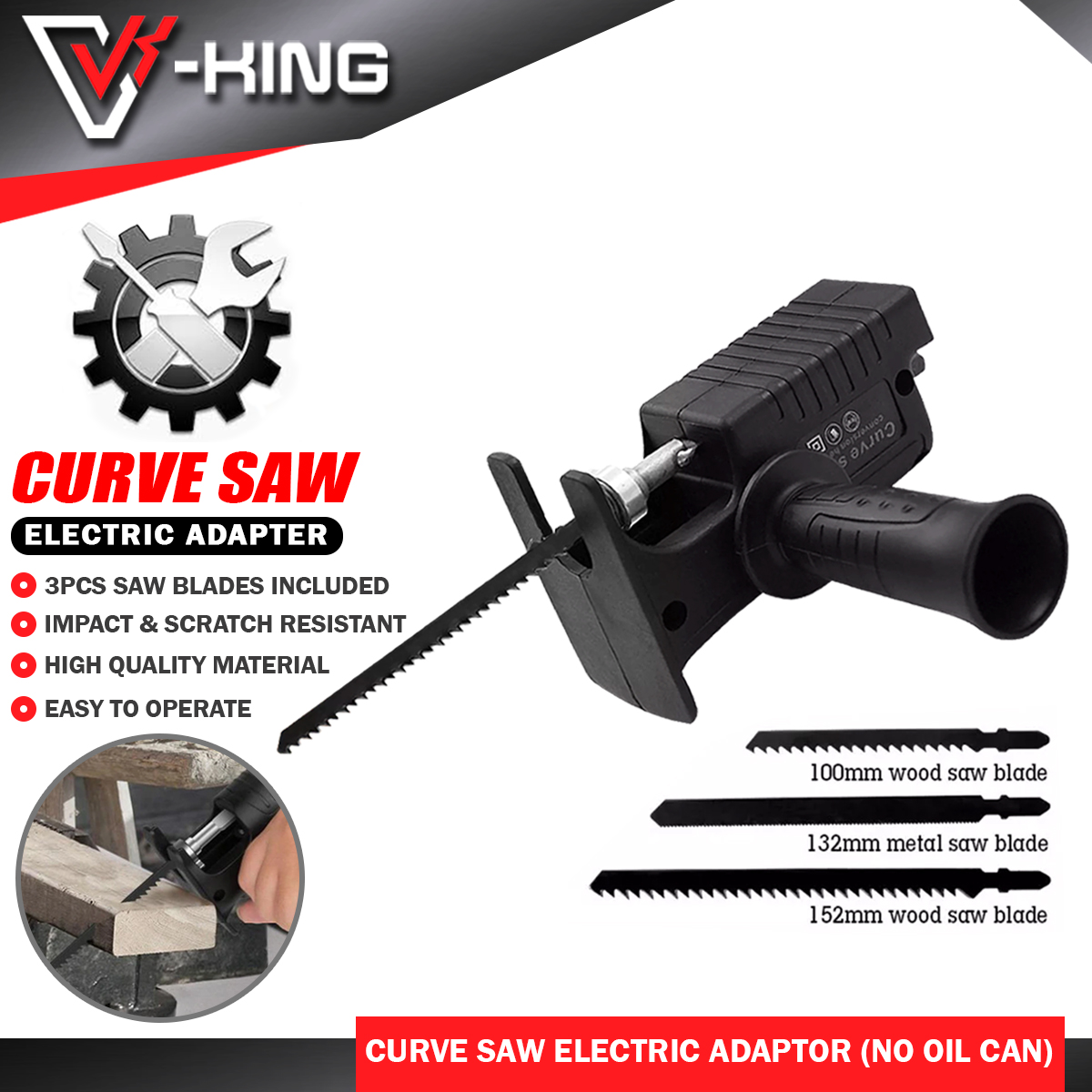 V-KING Electric Drill Modified Reciprocating Curve Saw Conversion Head ...