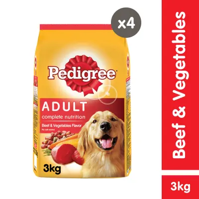 PEDIGREE® Adult Beef & Vegetables Dry Dog Food Case of 4 (3kg)