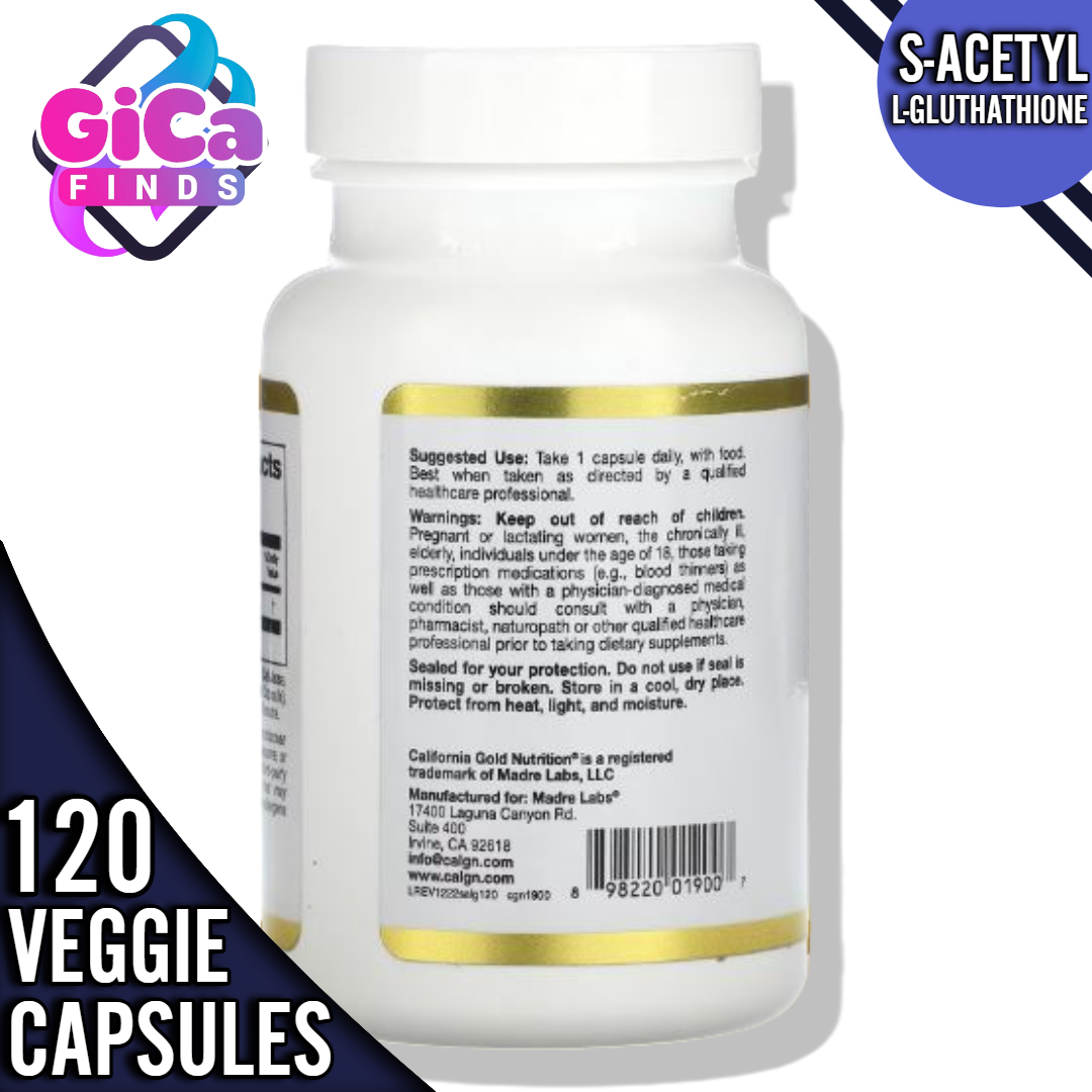 california gold nutrition s acetyl l glutathione S-Acetyl L-Glutathione, 100 mg, 120 Veggie Capsules Supplement California Gold Nutrition S-acetyl
