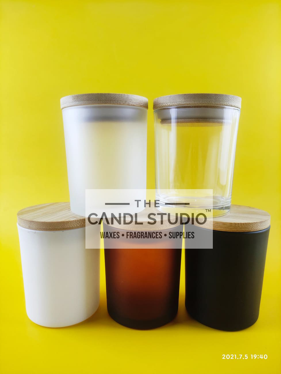 The Candl Studio 200ML Candle Glass Jar with Wood Lid • Candle Making