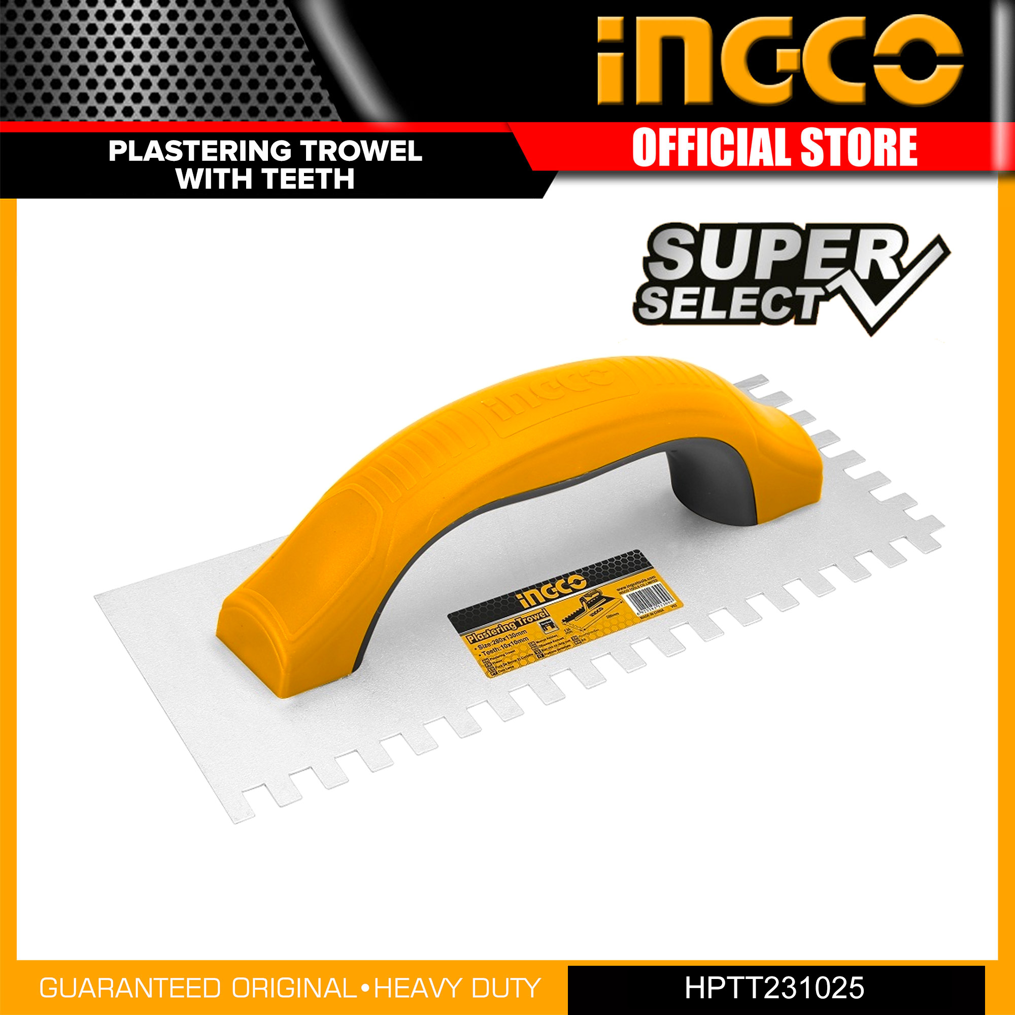 INGCO Cement Plastering Trowel with Teeth Construction Tool 230x100mm