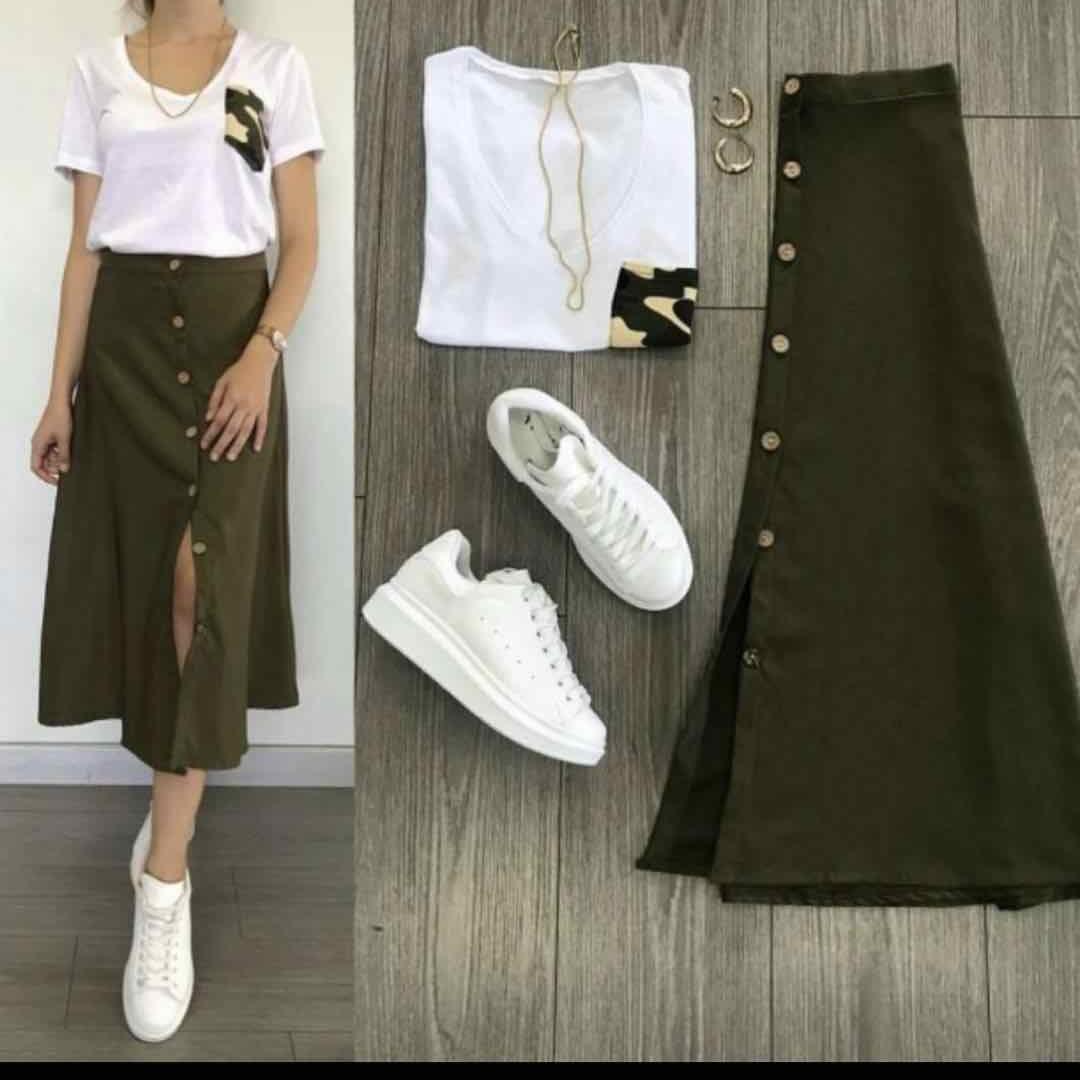 green army skirt terno maxi skirt ootd wear Lazada PH