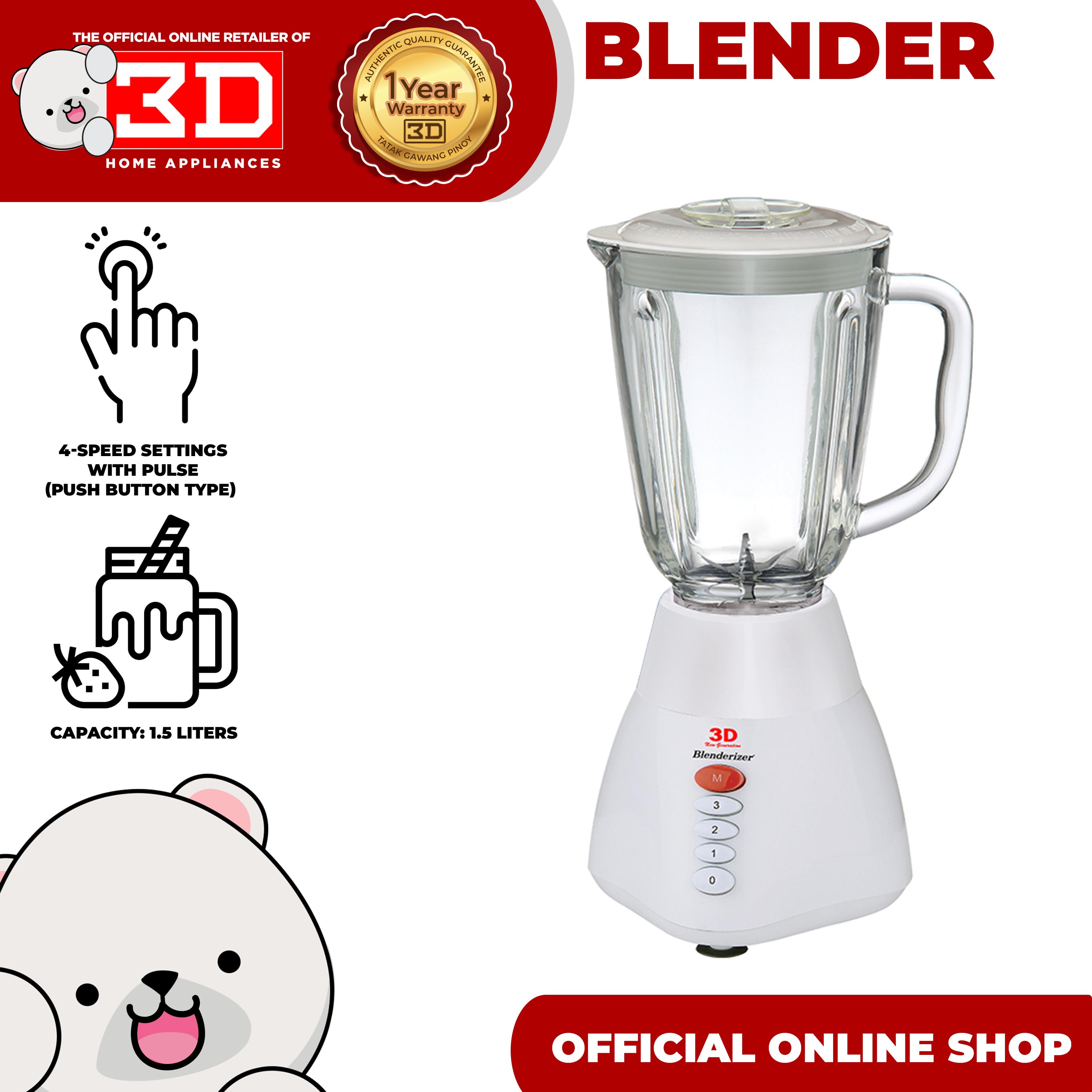 3D Electric Blender BL211G 1.5L Lazada PH