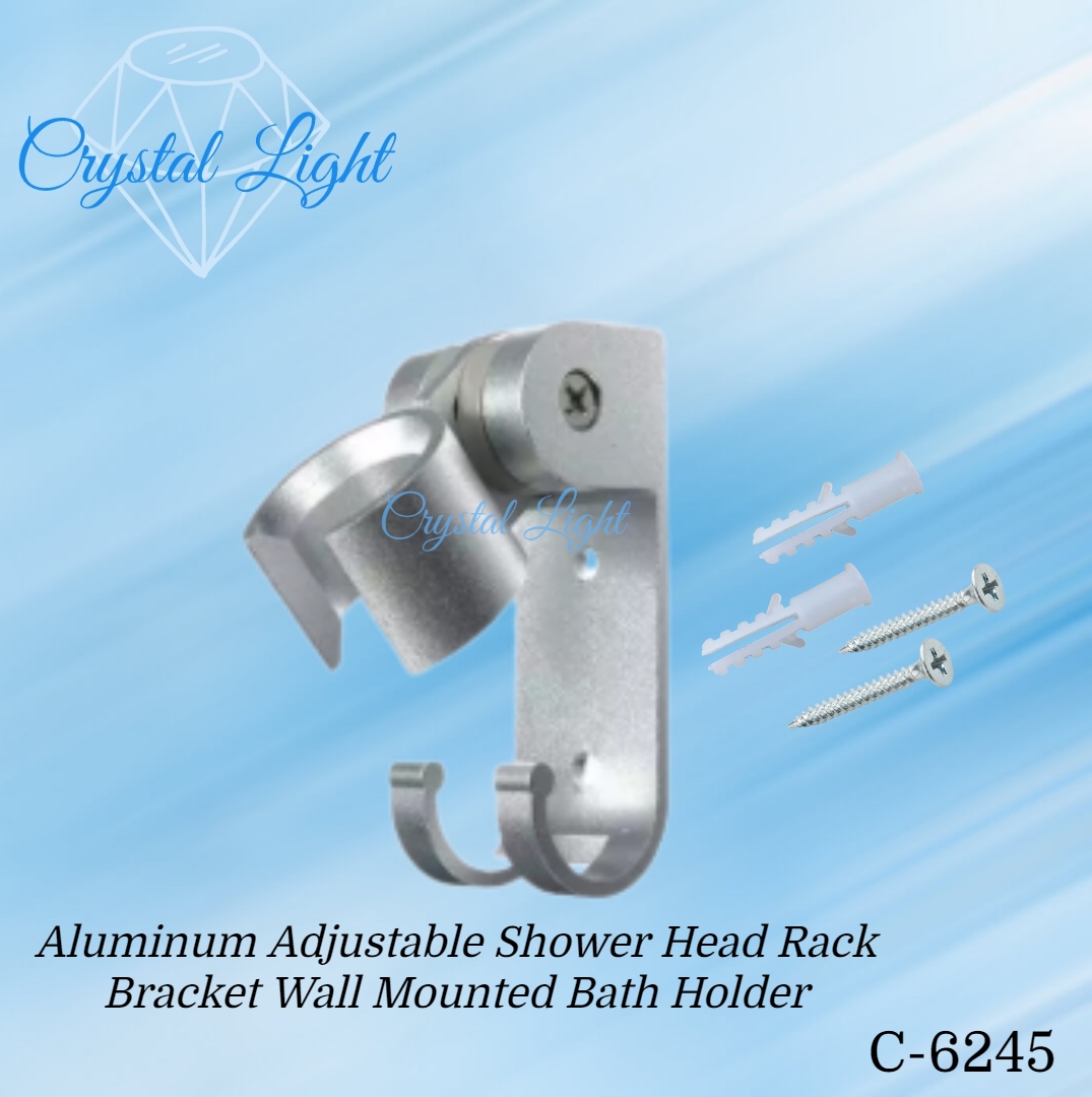 Crystal Light C6245 Aluminum Adjustable Shower Head Rack Bracket Wall
