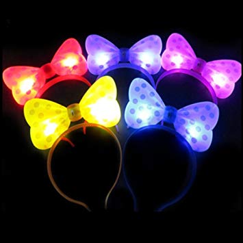 1 Dozen Light-Up Polka Dot Bow Headband Fun Girls Costume Party Accessories 