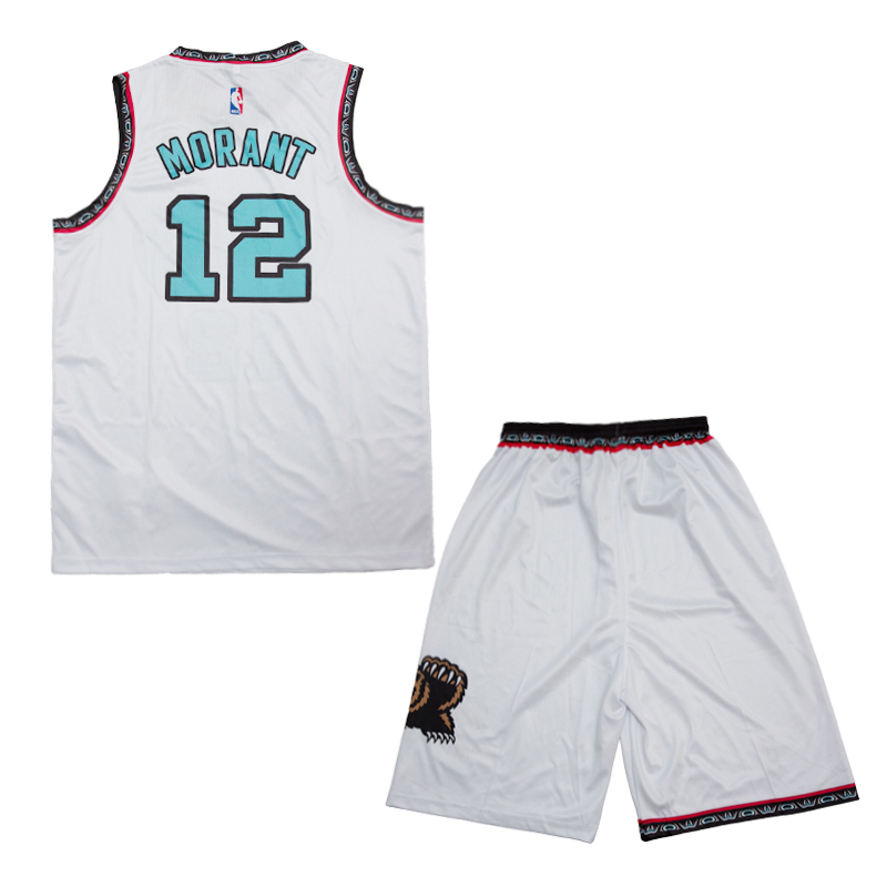 FILWS Basketball Jersey Memphis Grizzlies Basketball Shorts # 12 Yes  Morant, Vintage Jersey Comfort Fabric (S-2XL)