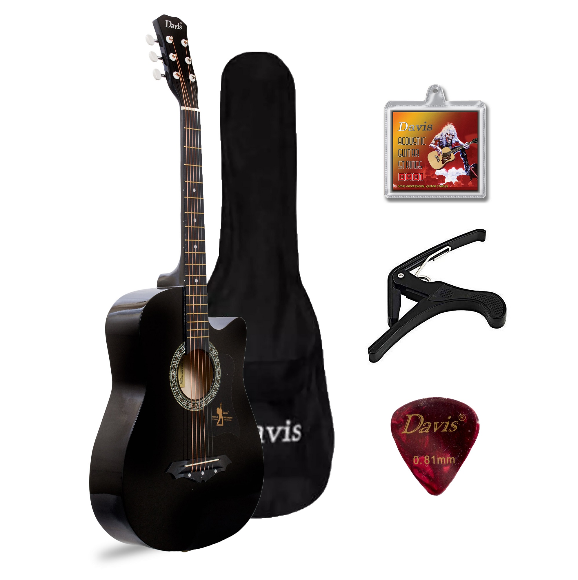 davis acoustic guitar black