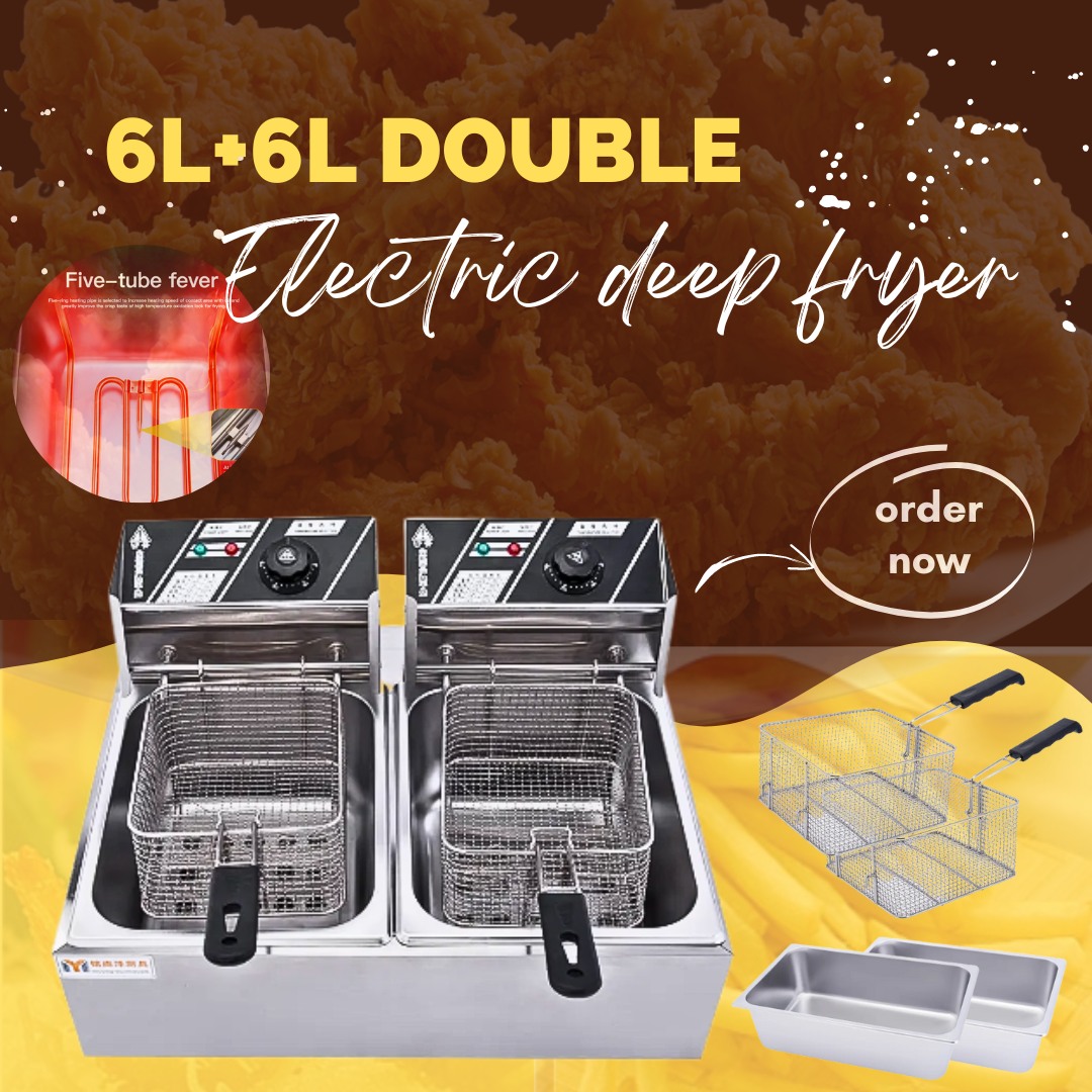 6L+6L Electric Heavy Duty Deep fryer Pure Stainless Steel Deep Fryer