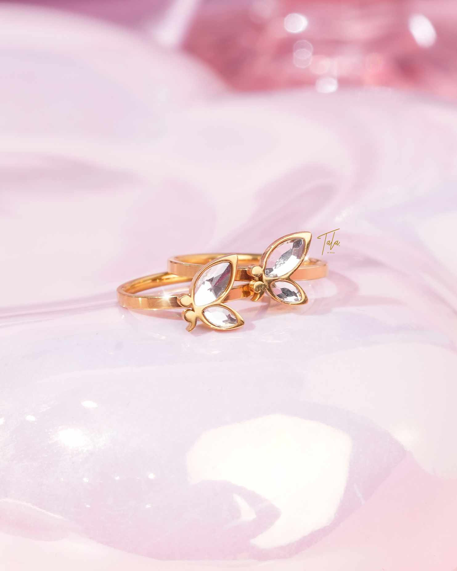 Tala By Kyla Semicolon Butterfly Ring with Gift Box Stainless Steel