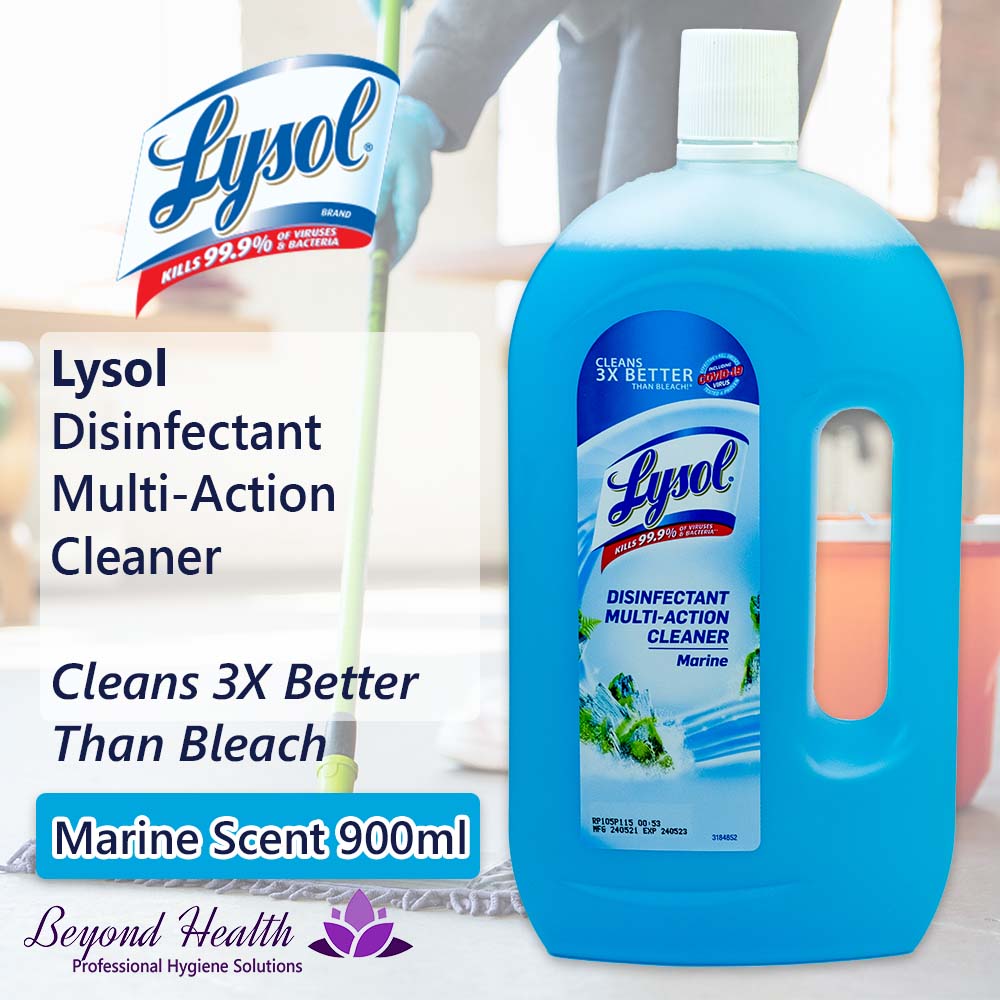 Lysol Multi-Action Cleaner [900ML Marine Scent] 3X Better Than Bleach ...