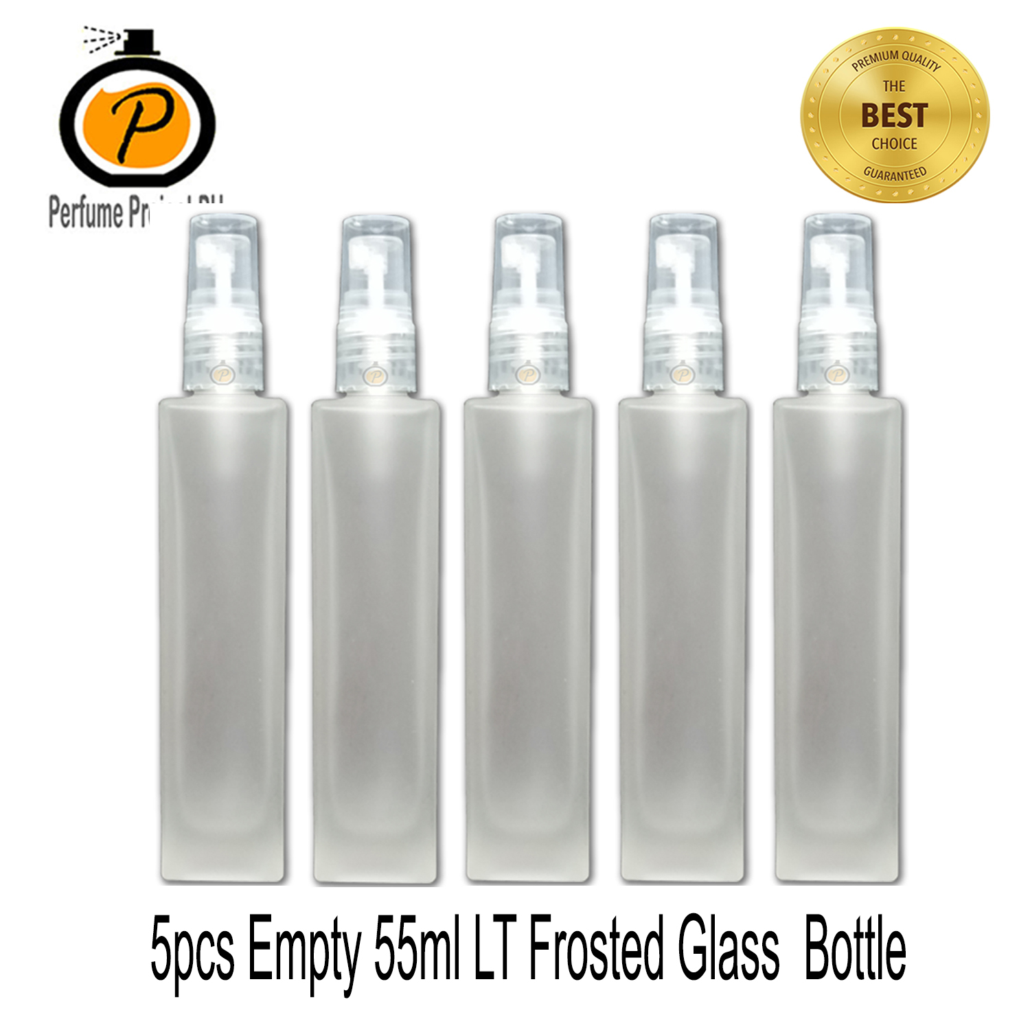 PPPH 5pcs Empty 55ml Long Frosted Glass Spray Bottle for Perfume