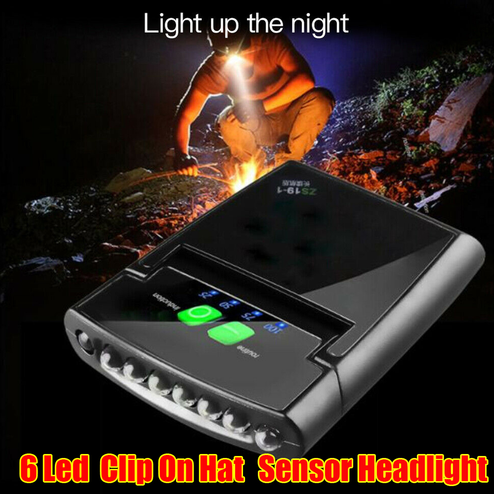 1 Pc 6 Led Hot New Waterproof IP64 Hats Light for Men Women Headlamp Flashlight LED Hat Light Clip On Hat Sensor Power On Off