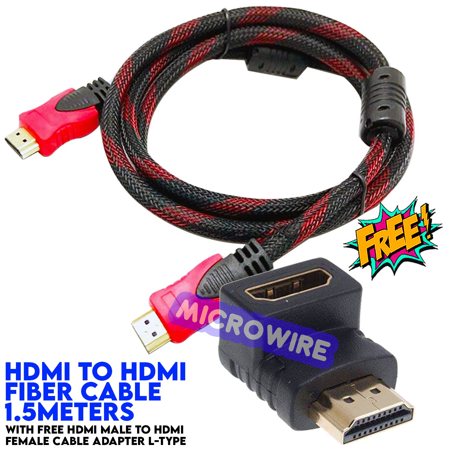 1.5M HDMI to HDMI Fiber Cable Universal With FREE HDMI Male To HDMI