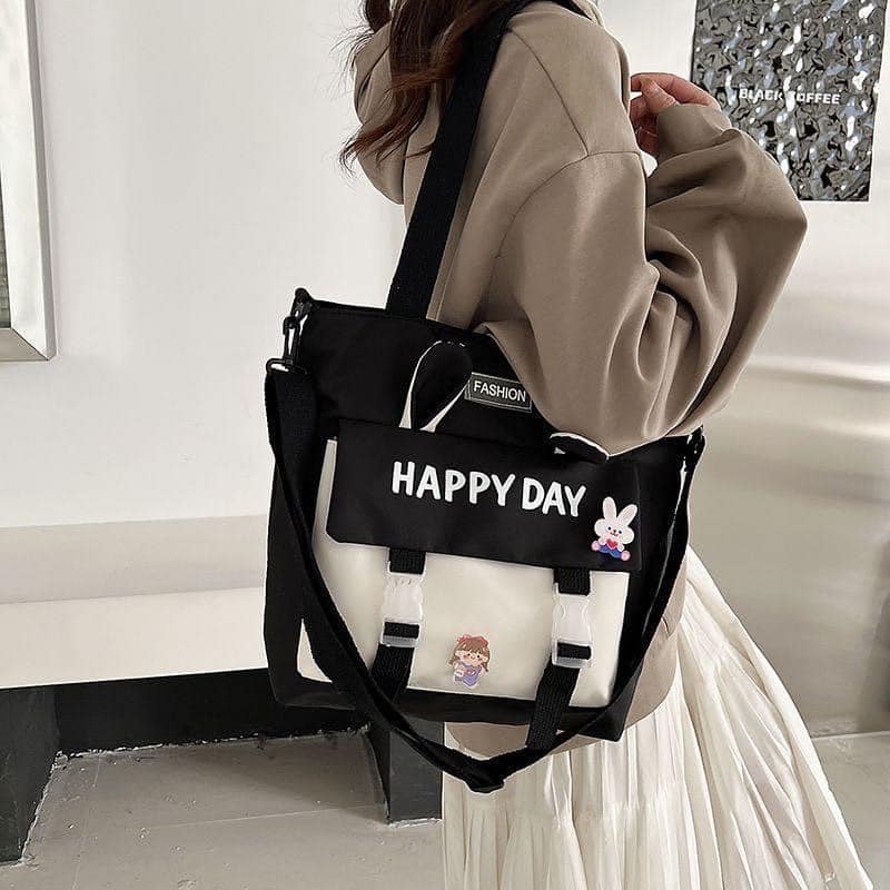 New Design Canvas happy day tote bag Sling handbag high quality