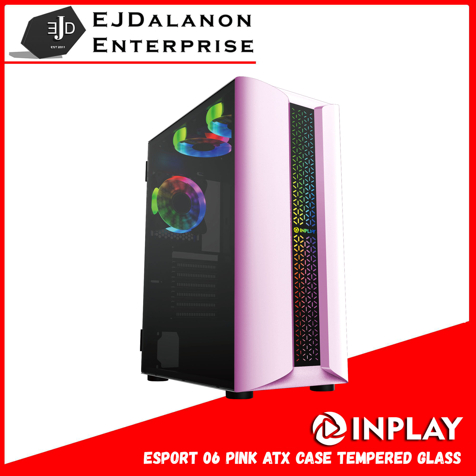 Inplay ESPORT 06 ATX Case Tempered Glass Side with LED Panel Front ...
