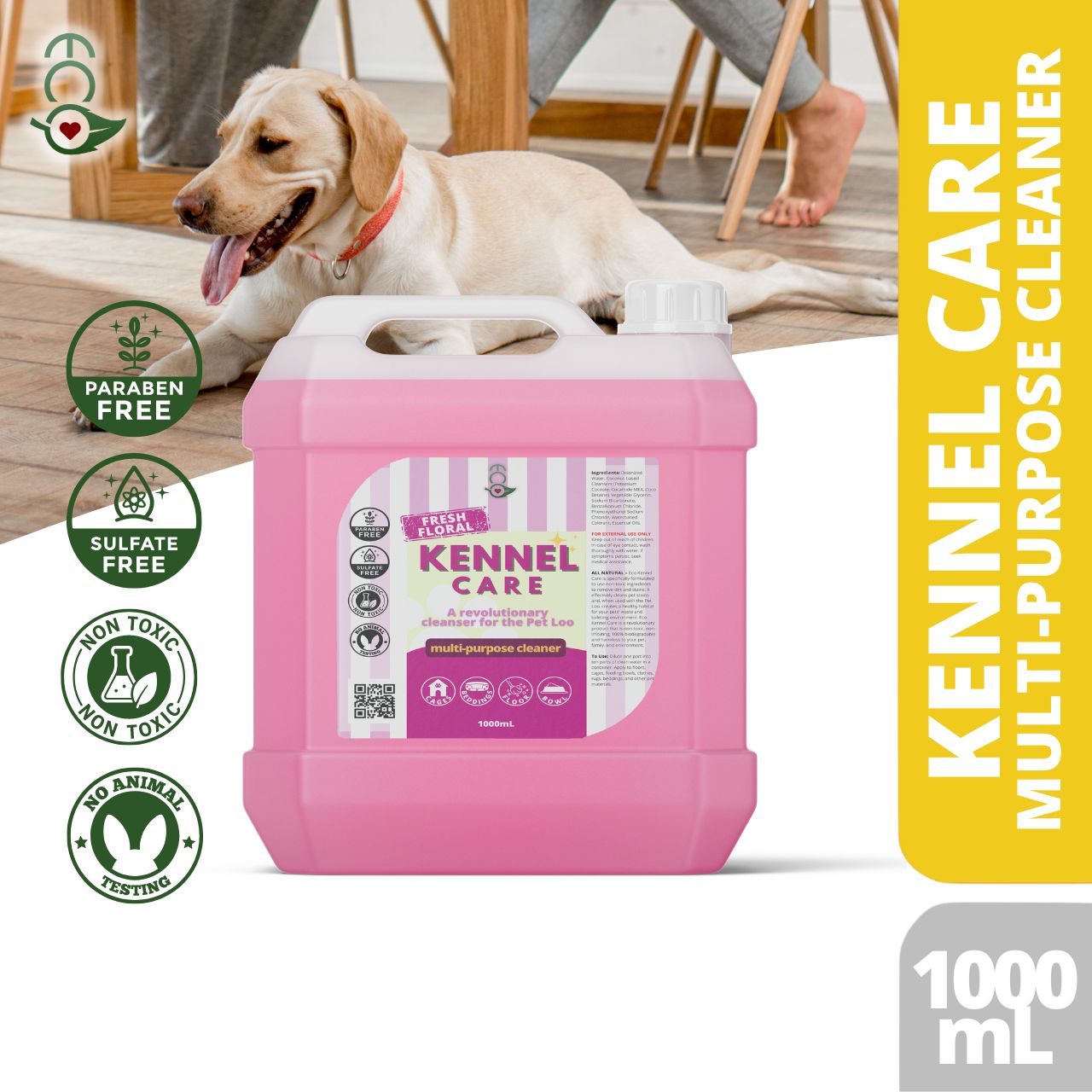 Eco Kennel Care MultiPurpose Cleaner Disinfectant & Odor Neutralizer 1000mL Bacteria Viruses