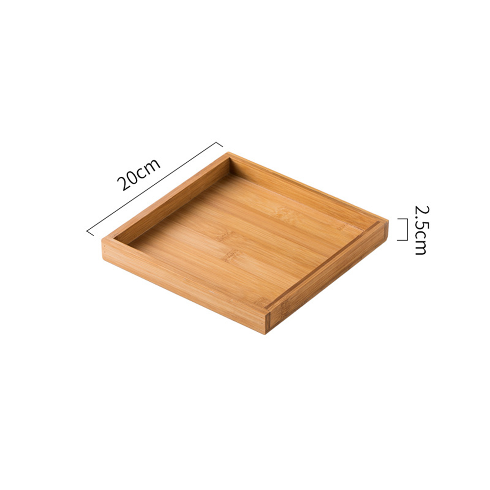 1PC Bamboo Serving Tray with Handle Serving Tray Solid Wood Platter