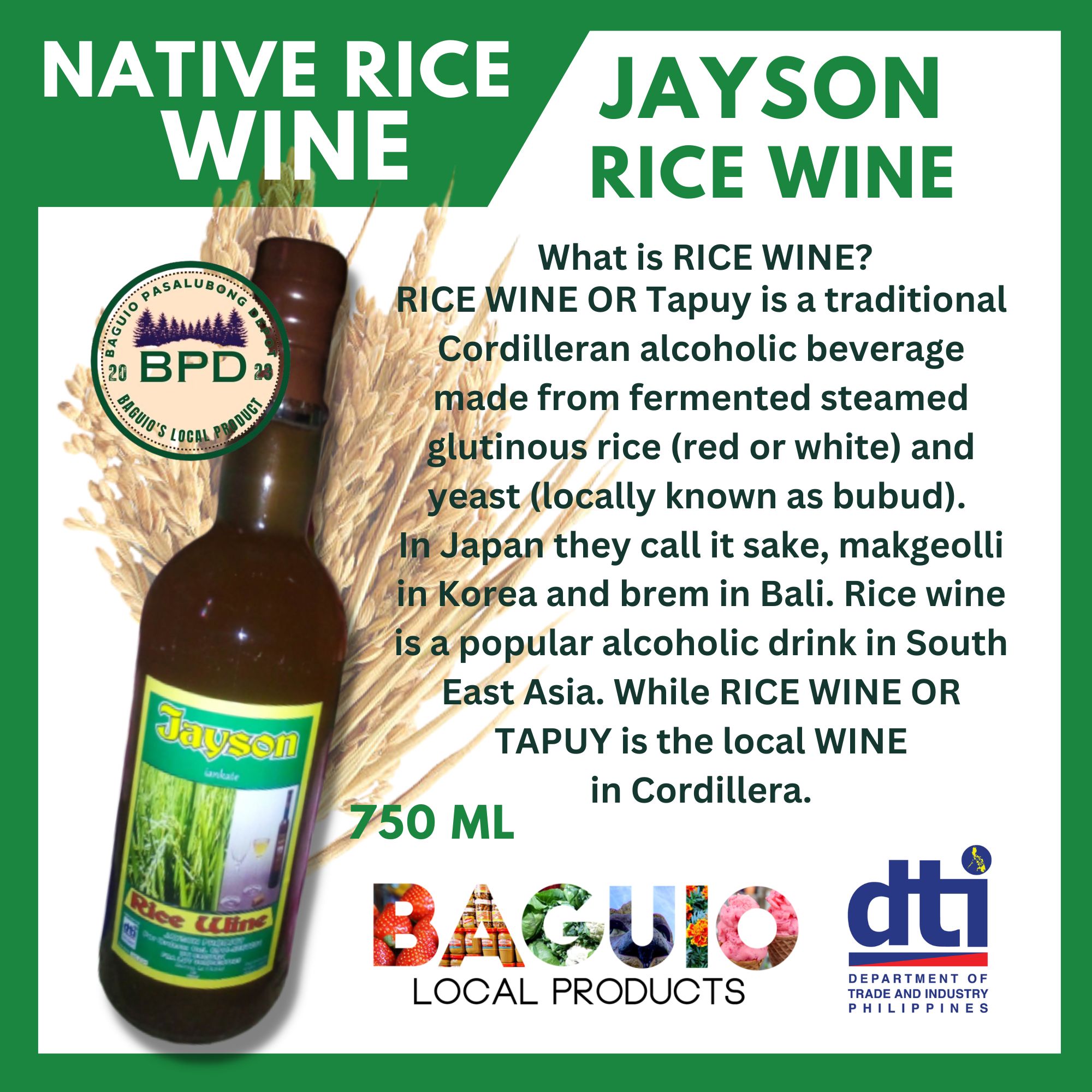 BAGUIO PASALUBONG DEPOTAUTHENTIC TAPUY/RICE WINE NATIVE HERBAL WINE OF