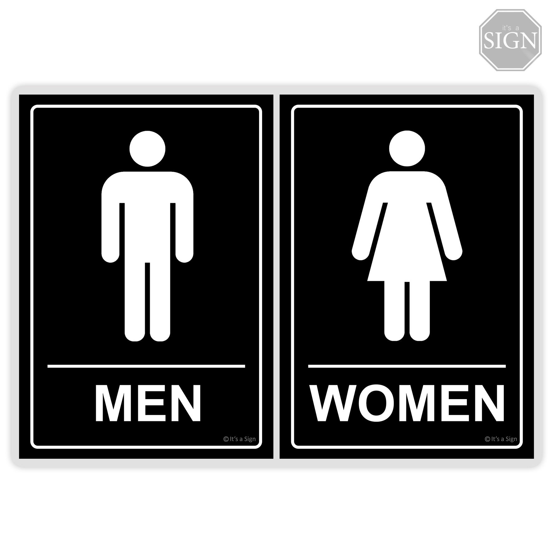 Restroom Toilet Men Women Black Laminated Signage Label A4 Size